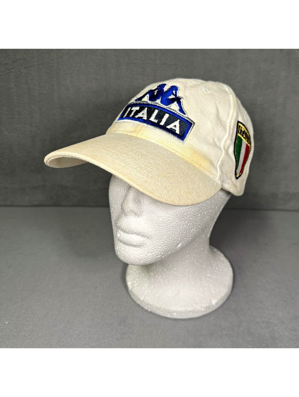 Kappa Italy Italia Y2K Soccer Hat White Snapback FIGC Embroidered Logo Cap